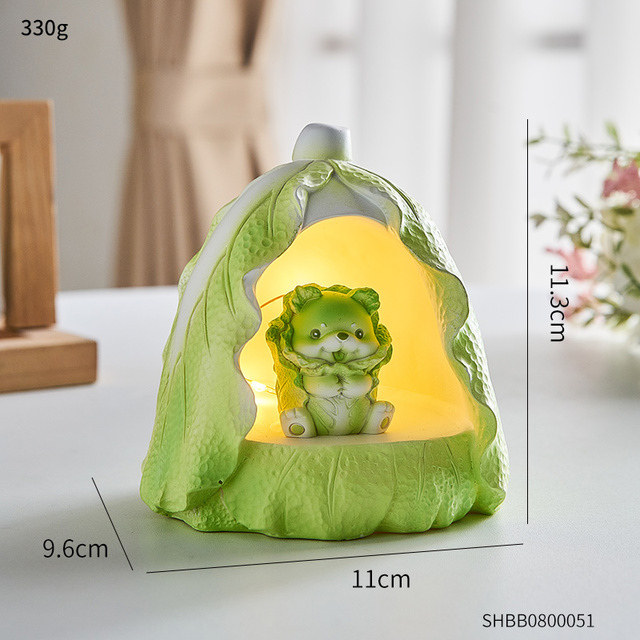 Kawaii Home Decoration Cabbage Shiba Inu Dog Cute Vegetable Animal Sculpture Modern Desktop Toy Creative Ornament Craft Gift