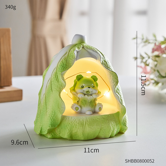 Kawaii Home Decoration Cabbage Shiba Inu Dog Cute Vegetable Animal Sculpture Modern Desktop Toy Creative Ornament Craft Gift