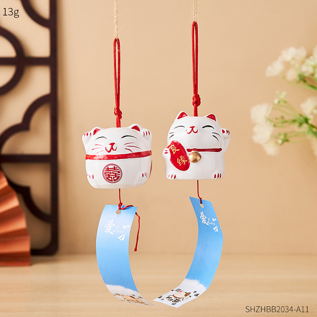 Modern Home Decor Accessories Room Creative Kawaii Neko Desktop Piggy Bank Bedroom Window Cute Ceramic Cat Wind Chime Pendant