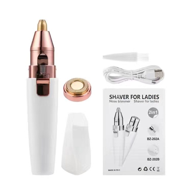 2 In 1 Electric Eyebrow Trimmer USB Rechargeable Hair Remover Women Shaver