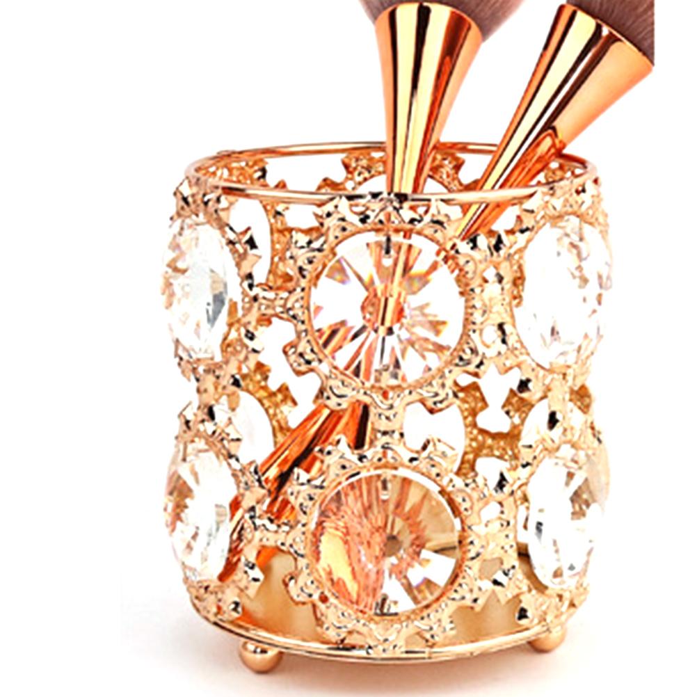 Newest Luxury Metal Crystal Makeup Brush Holder Gold Silver Diamond Cosmetic Brushes Storage Tube Cosmetic Pen Box Organizer