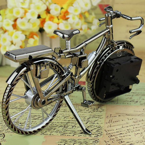 Vintage Arabic Numeral Bicycle Shape Creative Table Alarm Clock Antique Style Retro Clock Home Bedroom Dormitory Decoration