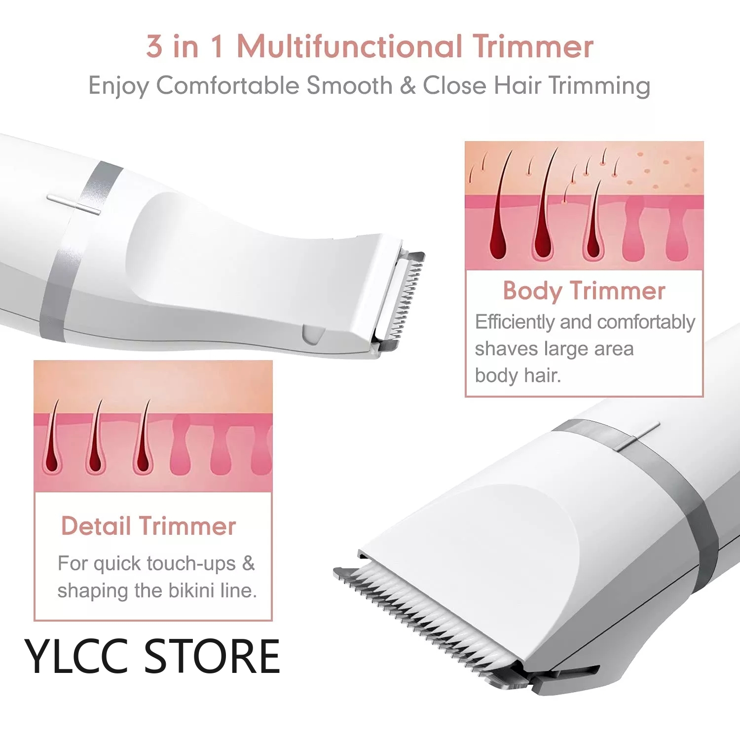4In1 Electric Hair Remover Rechargeable Lady Trimmer for Women Epilator Private Parts
