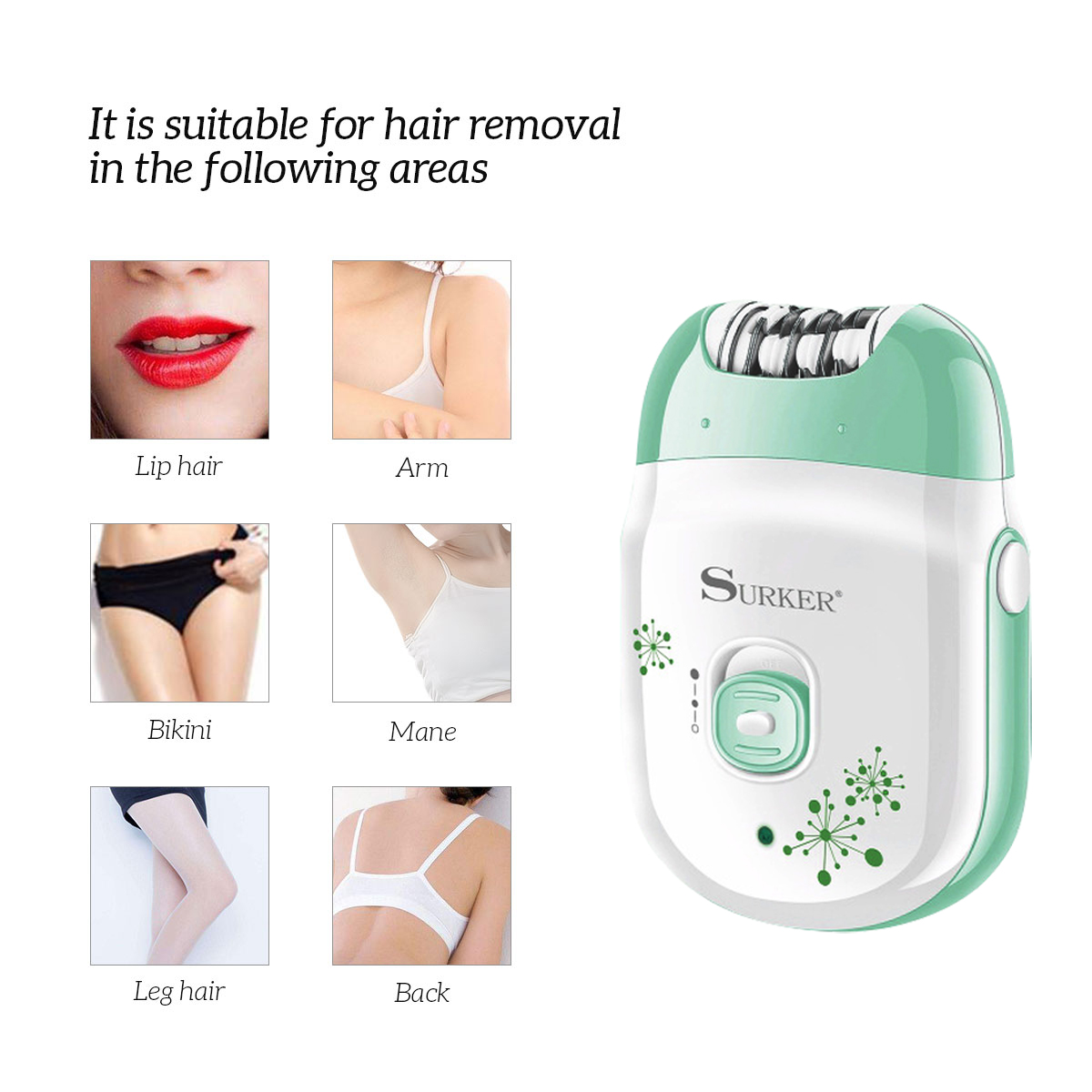 USB Rechargeable Epilator Women Electric Lady Face Body Hair Removal