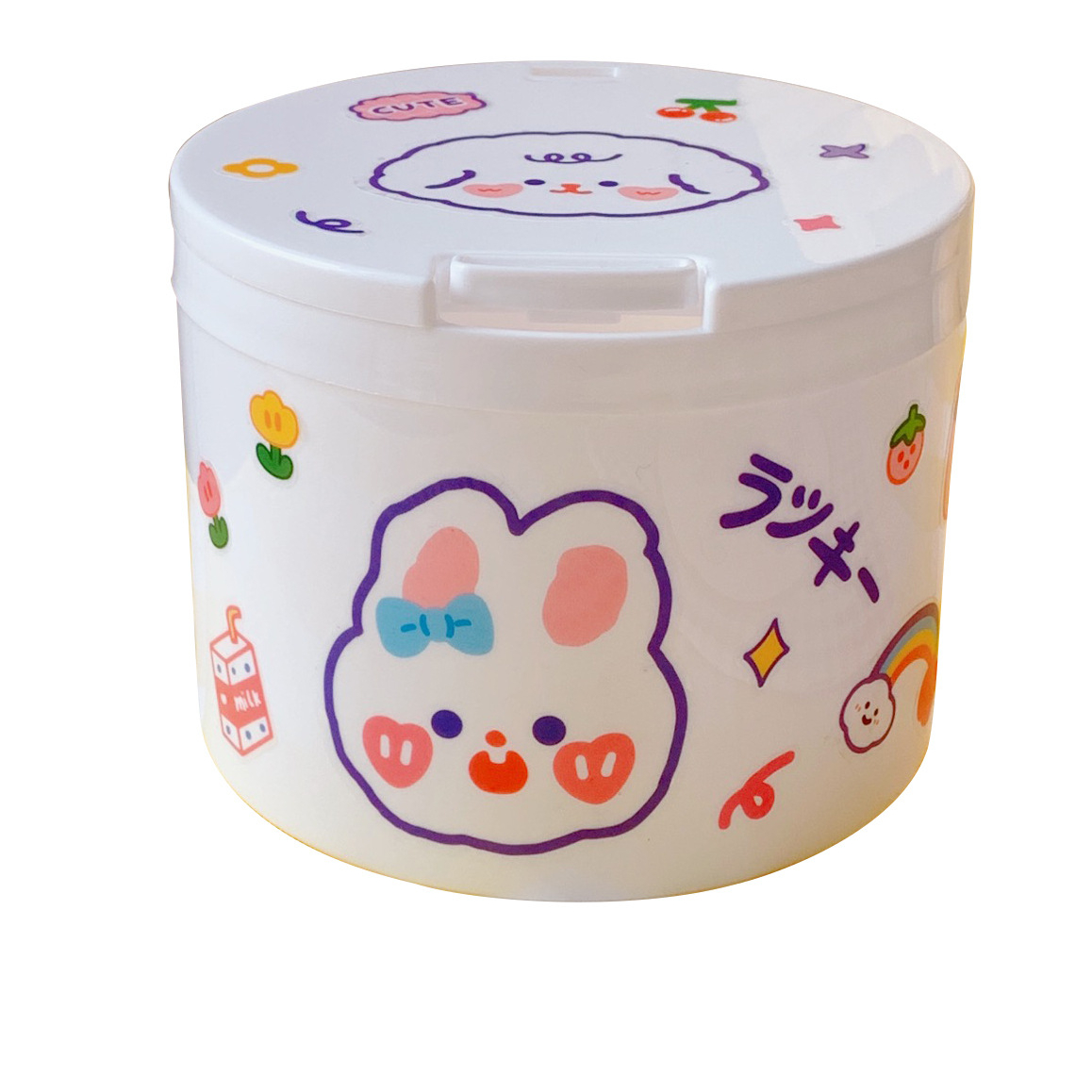 Kawaii Mini Desktop Trash Can Flip Cover Household Small Projects Storage Bucket