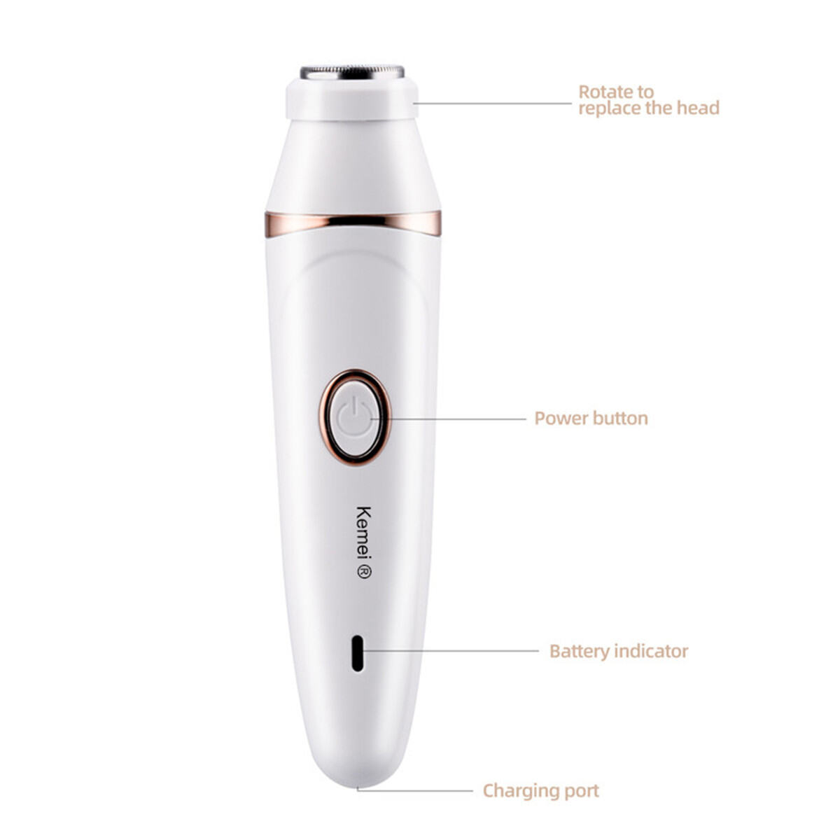 Kemei 7 In 1 Electric Epilator for Women Shaver Female Eyebrow Nose Leg Facial Hair Remover