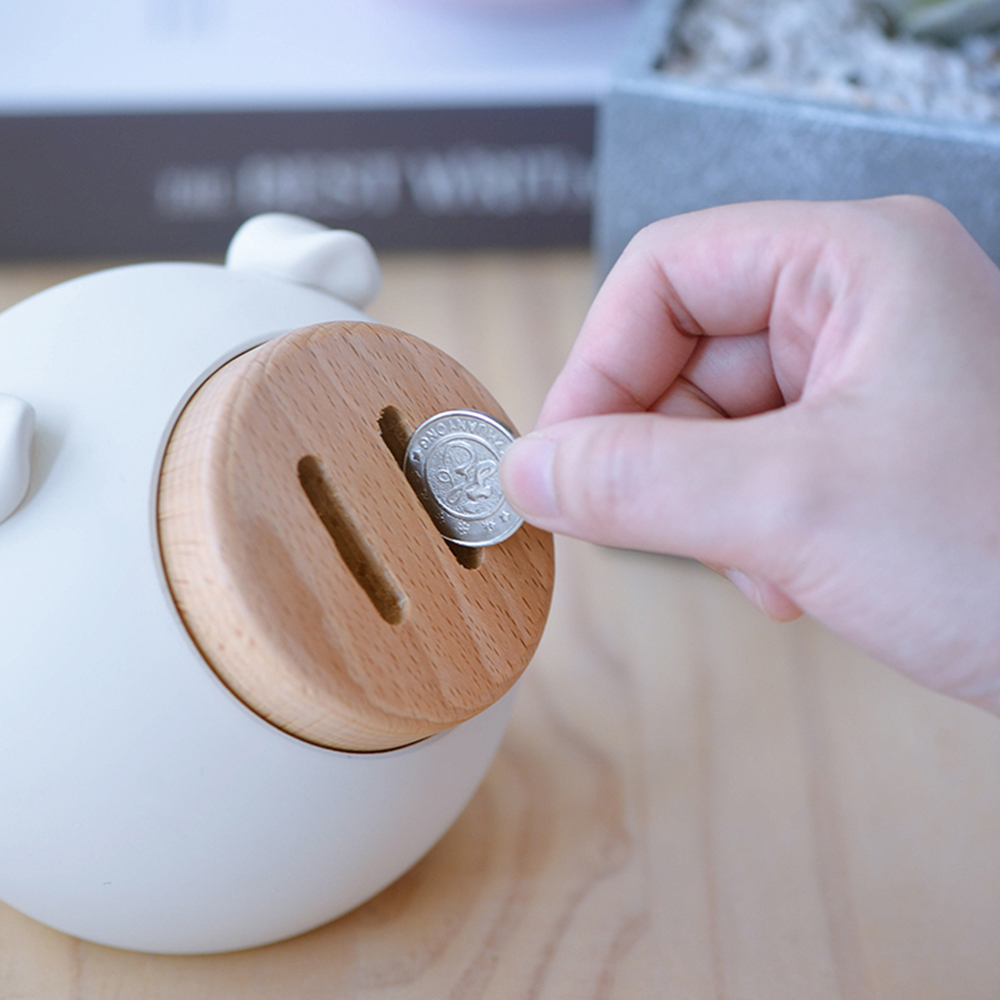 Lovely Pig Model Coin Bank Box Resin Piggy Bank Doll Home Decoration Coin Storage Box Children Gift Money Box Pig Resin Charms