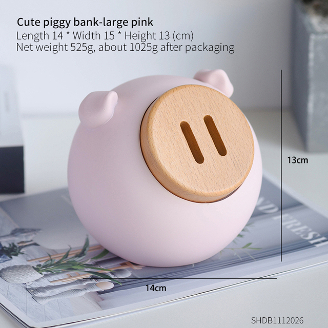 Lovely Pig Model Coin Bank Box Resin Piggy Bank Doll Home Decoration Coin Storage Box Children Gift Money Box Pig Resin Charms
