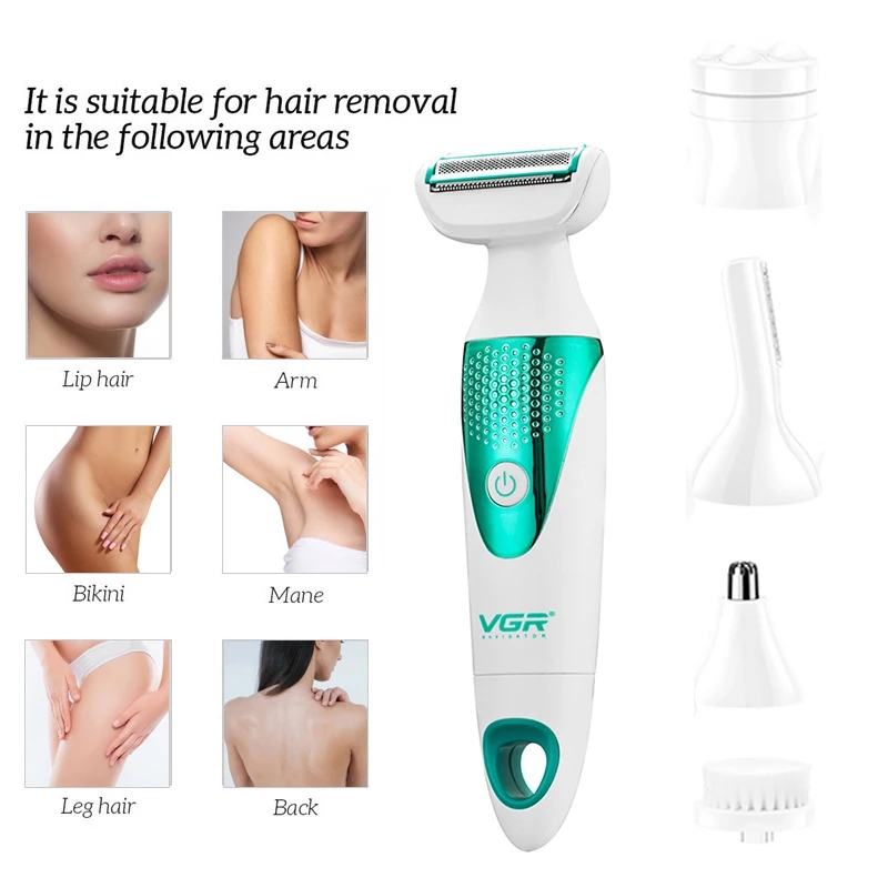 5 In 1 Lady Shaver Painless Body Hair Trimmer for Women Battery Epilator Armpit Leg Hair Remover