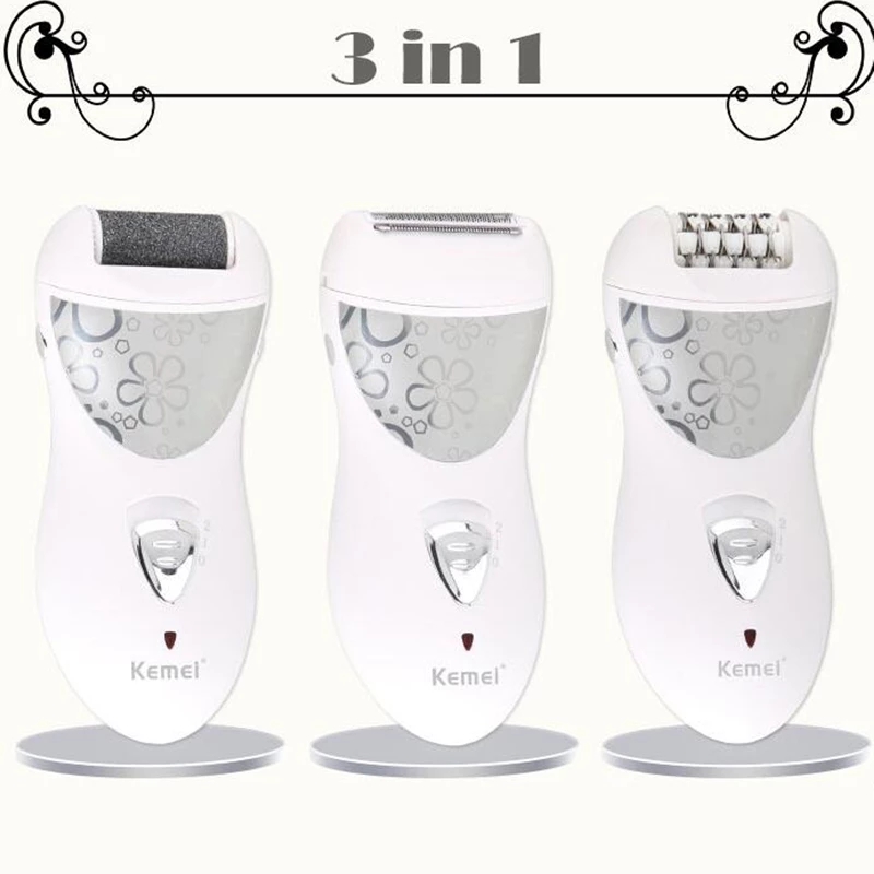 3 In 1 Lady Epilator Hair Shaver Removal Foot Care Electric Hair Callus Remover Device