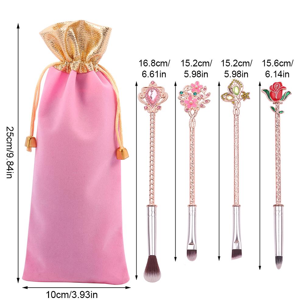 4PCS Makeup Brush Set Rose Makeup Brushes Set Portable Convenient Eye Shadow Blush Brush for Friends Family
