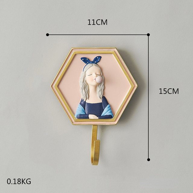 Cute Bubble Girl Wall Hanging Clothes Key Scarf Key Hanger Wall Decor Modern Creative Home Girl Room Wall Decoration Accessories