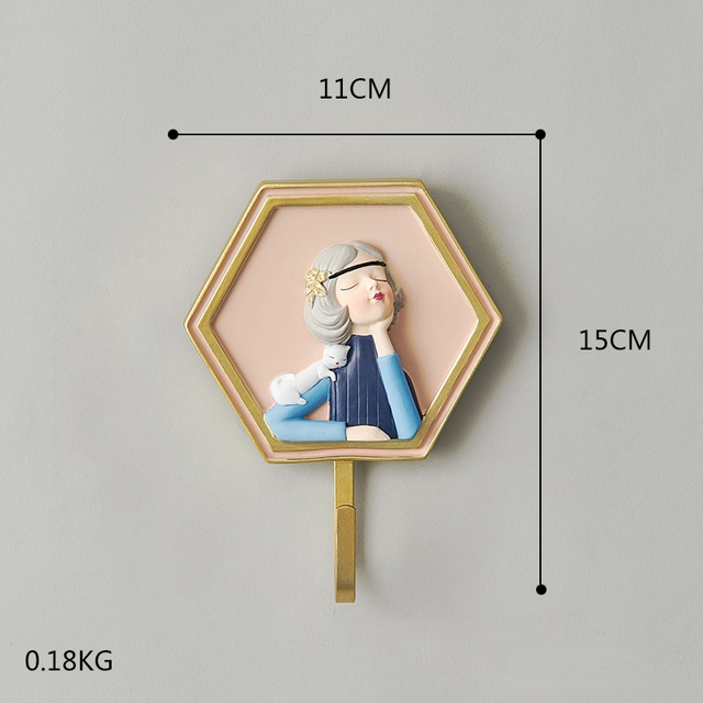 Cute Bubble Girl Wall Hanging Clothes Key Scarf Key Hanger Wall Decor Modern Creative Home Girl Room Wall Decoration Accessories