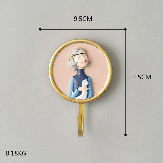Cute Bubble Girl Wall Hanging Clothes Key Scarf Key Hanger Wall Decor Modern Creative Home Girl Room Wall Decoration Accessories