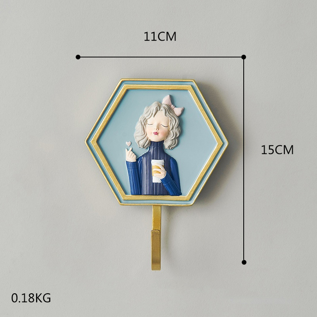 Cute Bubble Girl Wall Hanging Clothes Key Scarf Key Hanger Wall Decor Modern Creative Home Girl Room Wall Decoration Accessories