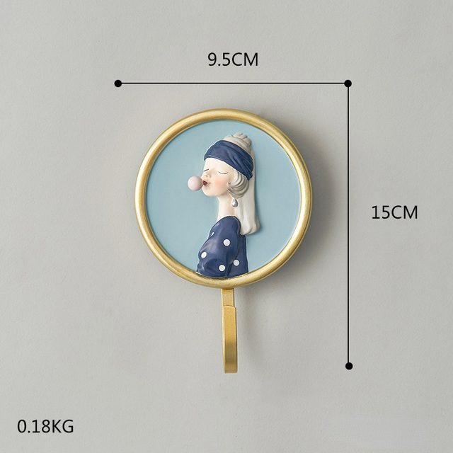 Cute Bubble Girl Wall Hanging Clothes Key Scarf Key Hanger Wall Decor Modern Creative Home Girl Room Wall Decoration Accessories