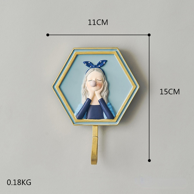 Cute Bubble Girl Wall Hanging Clothes Key Scarf Key Hanger Wall Decor Modern Creative Home Girl Room Wall Decoration Accessories