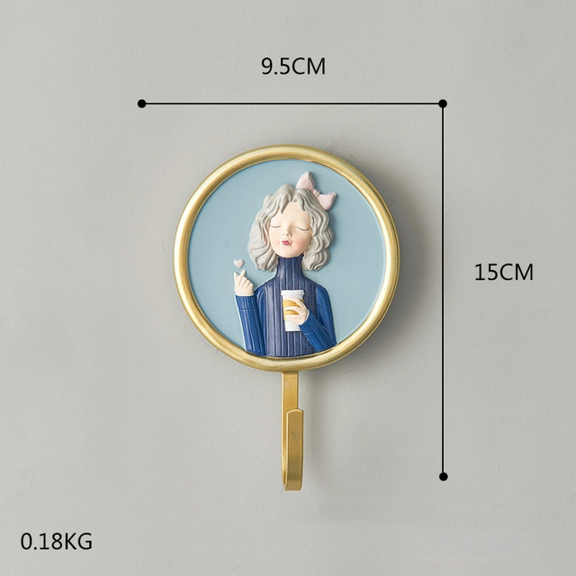 Cute Bubble Girl Wall Hanging Clothes Key Scarf Key Hanger Wall Decor Modern Creative Home Girl Room Wall Decoration Accessories