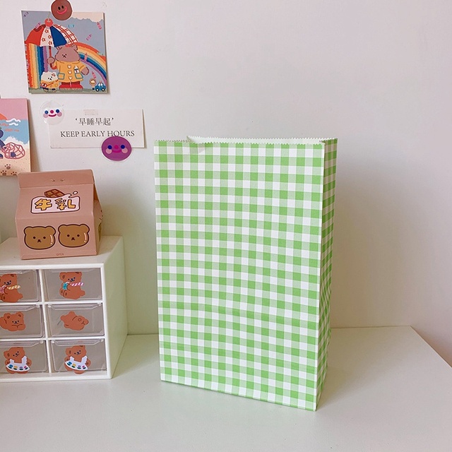 Multi-color Gift Bags Plaid Minimalism Kraft Paper Bag Desktop Storage