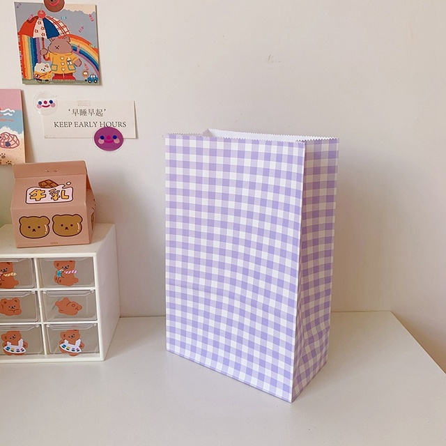 Multi-color Gift Bags Plaid Minimalism Kraft Paper Bag Desktop Storage