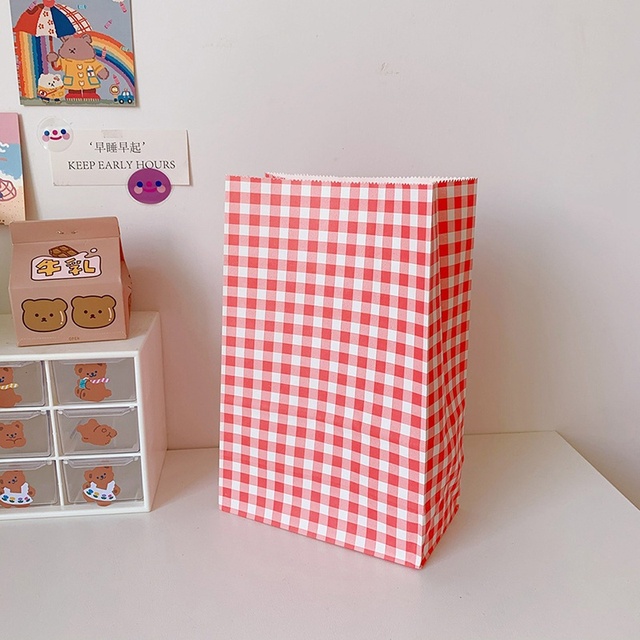 Multi-color Gift Bags Plaid Minimalism Kraft Paper Bag Desktop Storage