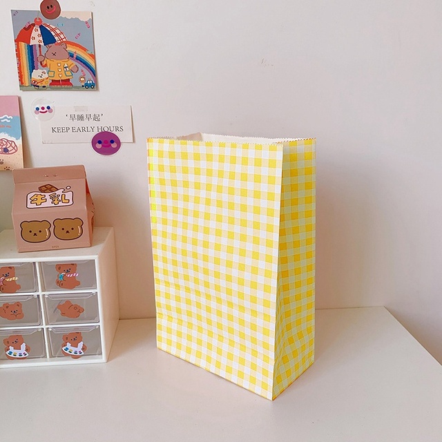 Multi-color Gift Bags Plaid Minimalism Kraft Paper Bag Desktop Storage