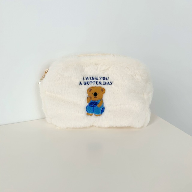 Bear Plush Cosmetic Bag Girls Portable Storage Wash Bag Organizer