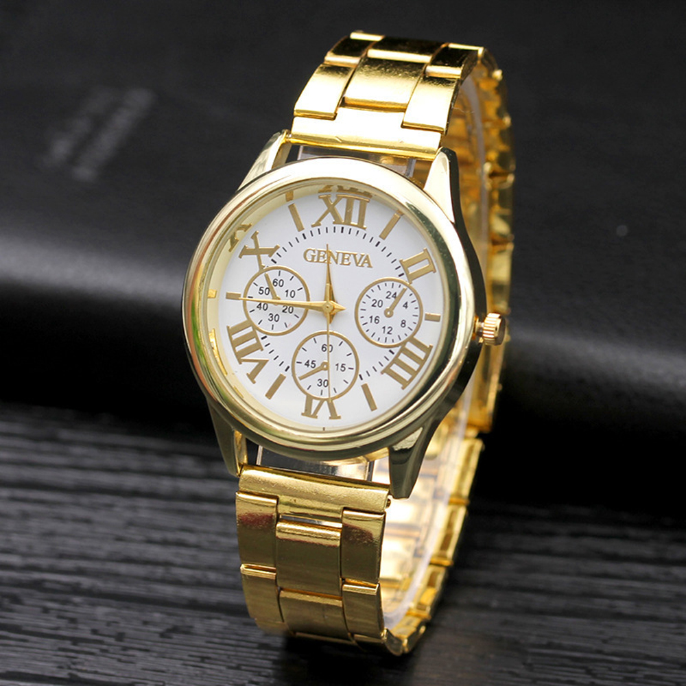 2022 New Brand 3 Eyes Gold Geneva Casual Quartz Watch Women Stainless Steel Dress Watches Relogio Feminino Ladies Clock Hot Sale