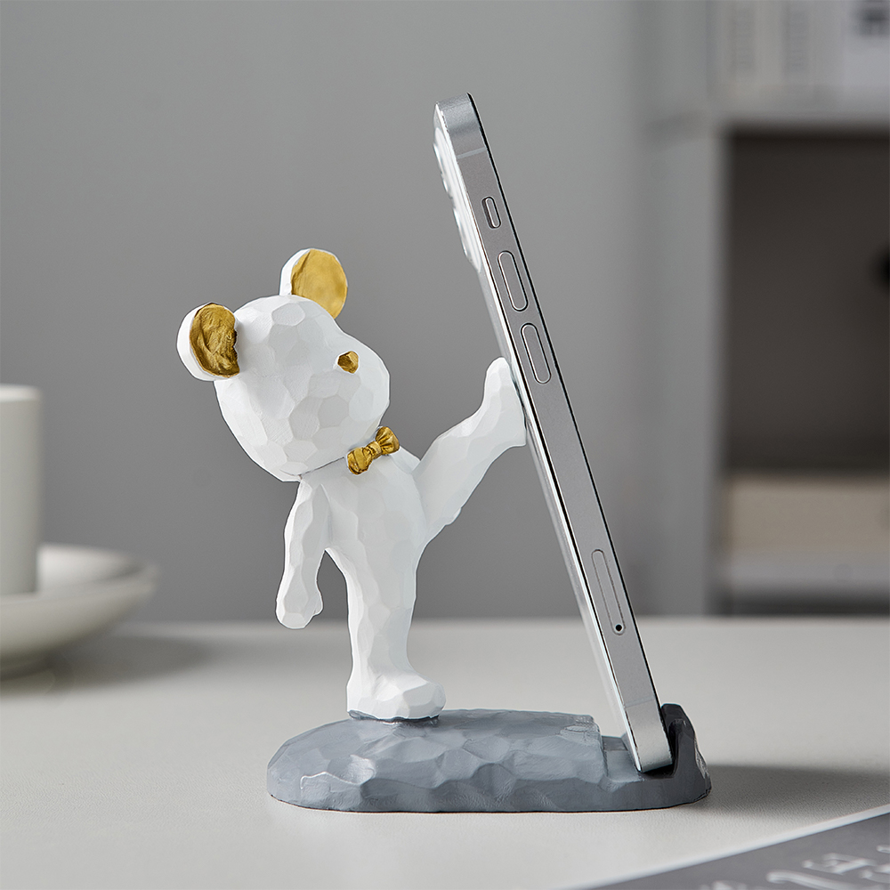 Kawaii Home Accessories Bear Sculpture Mobile Phone Stand Room Cute Bear Desk Accessories Creative Mobile Phone Accessories