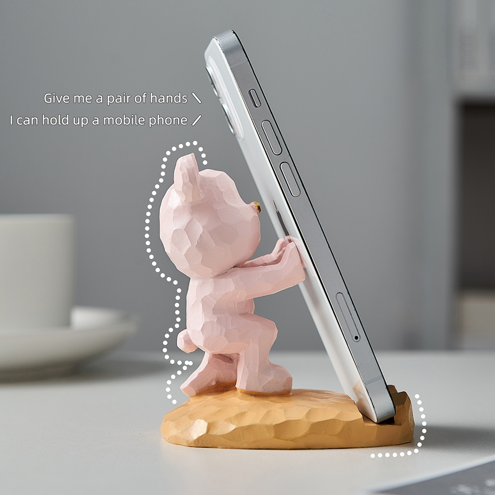 Kawaii Home Accessories Bear Sculpture Mobile Phone Stand Room Cute Bear Desk Accessories Creative Mobile Phone Accessories