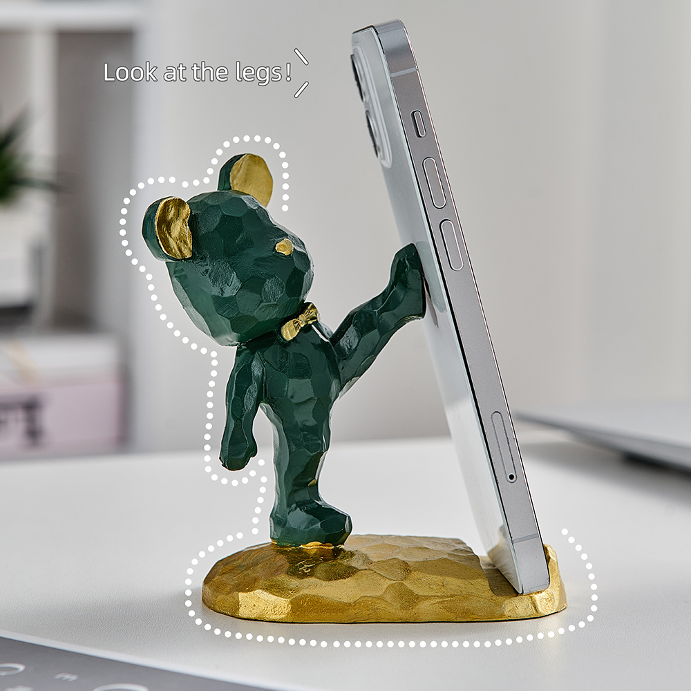 Kawaii Home Accessories Bear Sculpture Mobile Phone Stand Room Cute Bear Desk Accessories Creative Mobile Phone Accessories