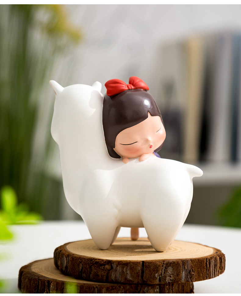 Modern Sculpture Cute Dream Girl and Animal Resin Statue Nordic Home Decor Accessories Living Room Decoratong Desktop Decoration