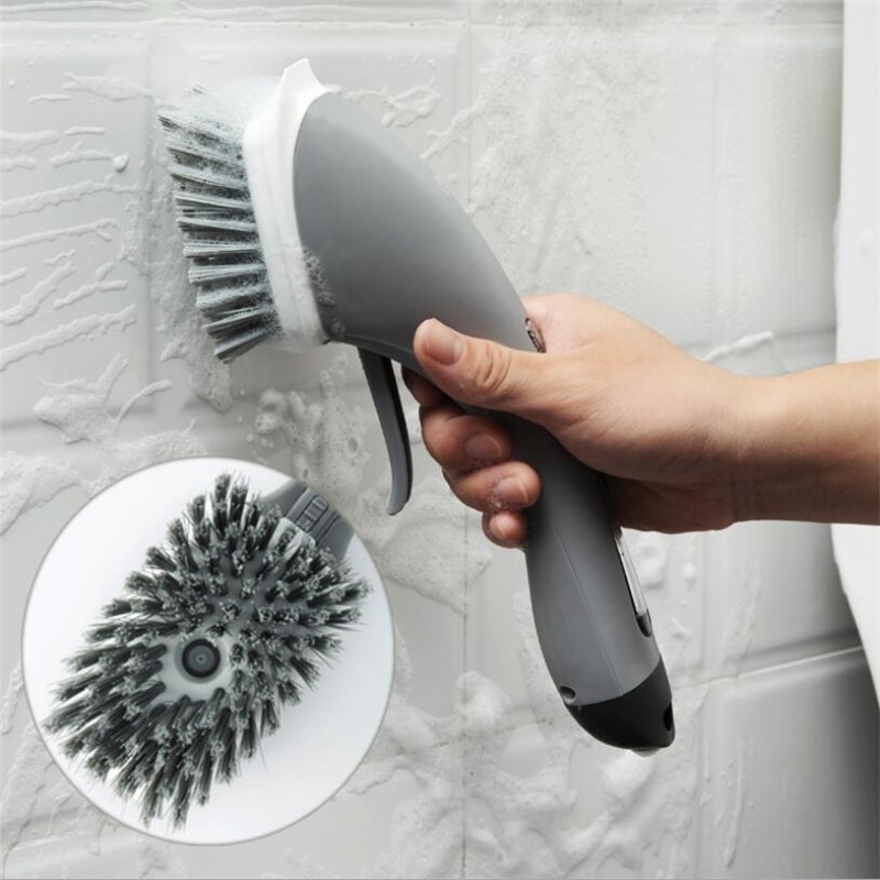 Bathroom Cleaning Brush Soap Dispenser Floor Tile Cleaner Brush