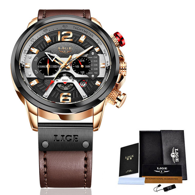Casual Sports Men Watches Top Brand Luxury Military Leather  Mens Clocks Wristwatch Fashion Chronograph Date Watch For Men