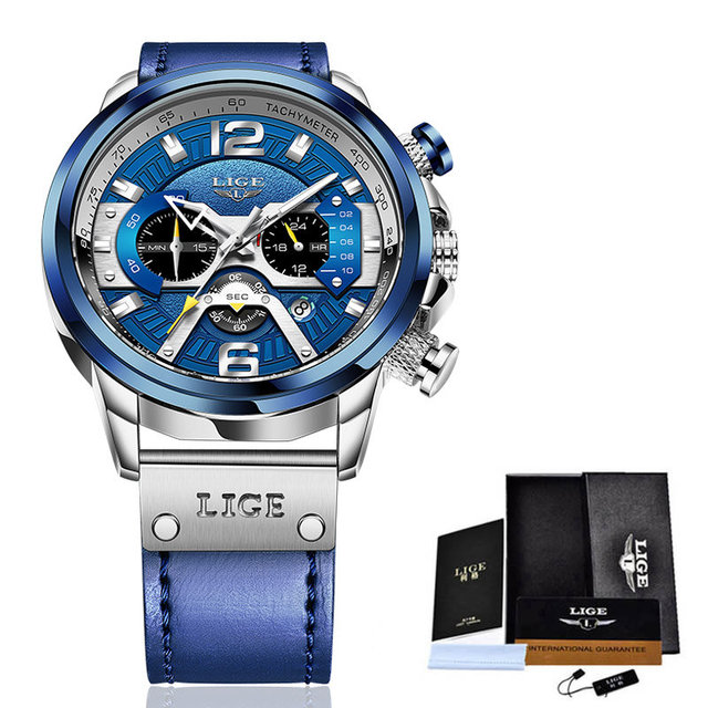 Casual Sports Men Watches Top Brand Luxury Military Leather  Mens Clocks Wristwatch Fashion Chronograph Date Watch For Men