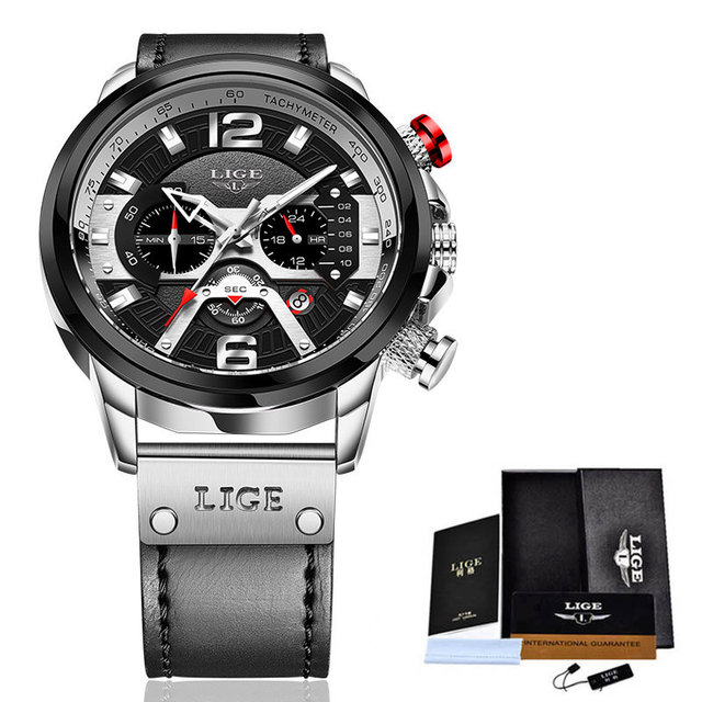 Casual Sports Men Watches Top Brand Luxury Military Leather  Mens Clocks Wristwatch Fashion Chronograph Date Watch For Men