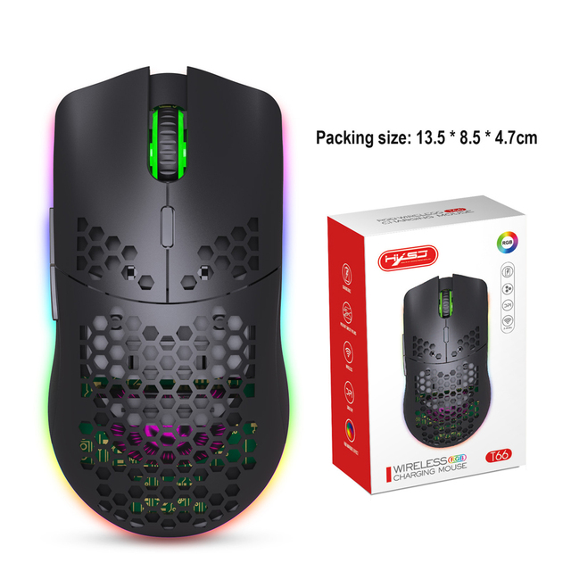 Wireless Mouse Rechargeable RGB Colorful Lighting Hollow Gaming Mouse Wireless Gaming Mouse For Gamer Home Office