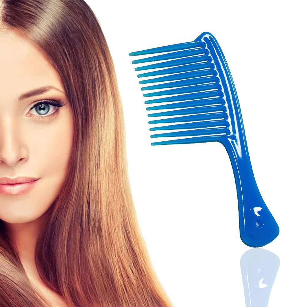 Large Wide Tooth Comb Plastic Hairdressing Comb Women Hanging Hole Handle Grip Curly Hair Hairbrush Beauty Hair Combs
