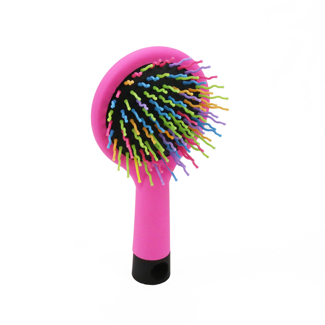 Pocket Rainbow Mirror Comb Color Curved Pin Kids Woman Travel Detangling Magic Hairbrush Salon Hairdressing Massage Hair Brush