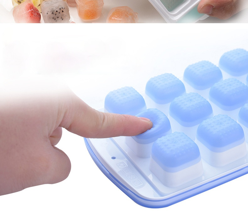 21-cell Silicone Ice Cube Mold Heart Shape Ice Tray Household Ice Mold Plastic Ice Box with Lid Kitchen Bar Accessories