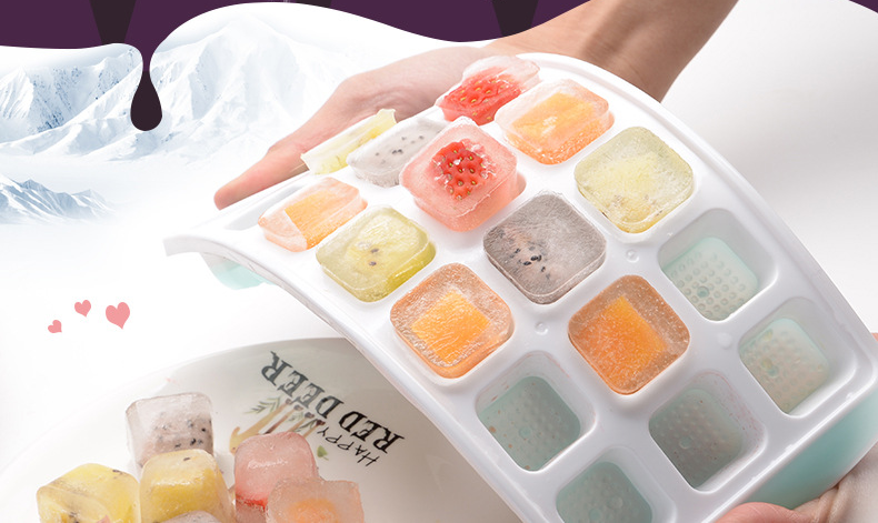 21-cell Silicone Ice Cube Mold Heart Shape Ice Tray Household Ice Mold Plastic Ice Box with Lid Kitchen Bar Accessories