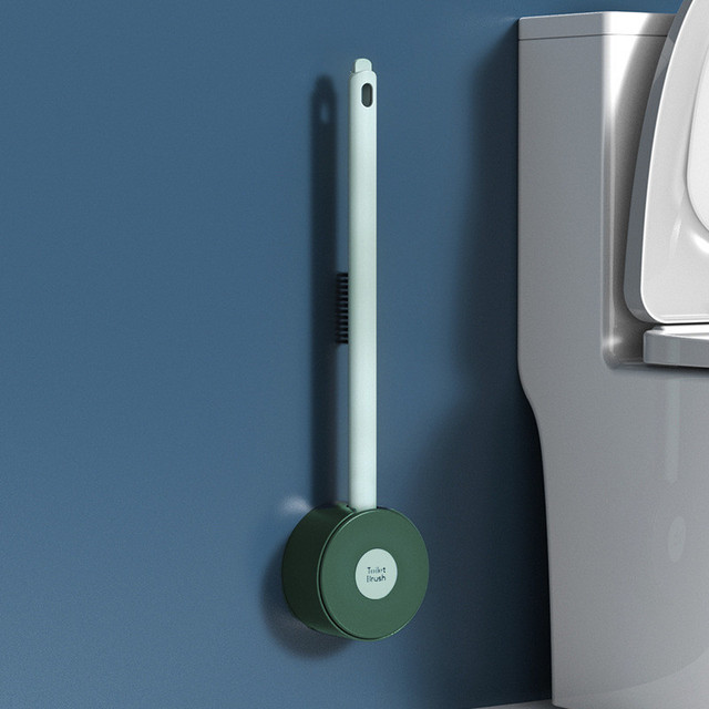 Silicone Toilet Brush Home Toilet Clean Brush Wall Mounted Toilet Cleaning Tools With 2 Brushes WC Bathroom Accessories