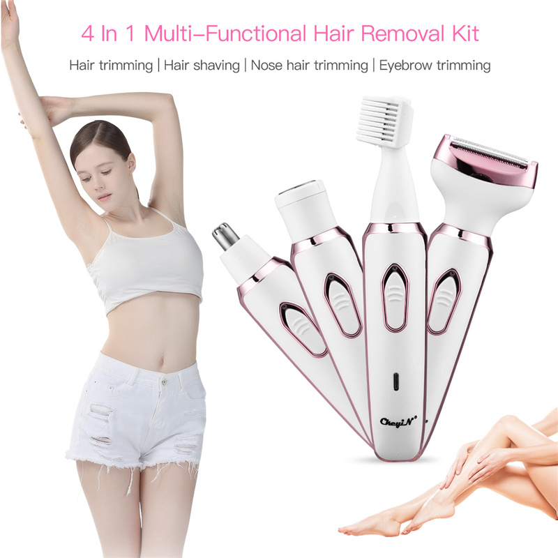4 in 1 Electric Women Epilator Bikini Body Armpit Electric USB Rechargeable Hair Removal Trimmer