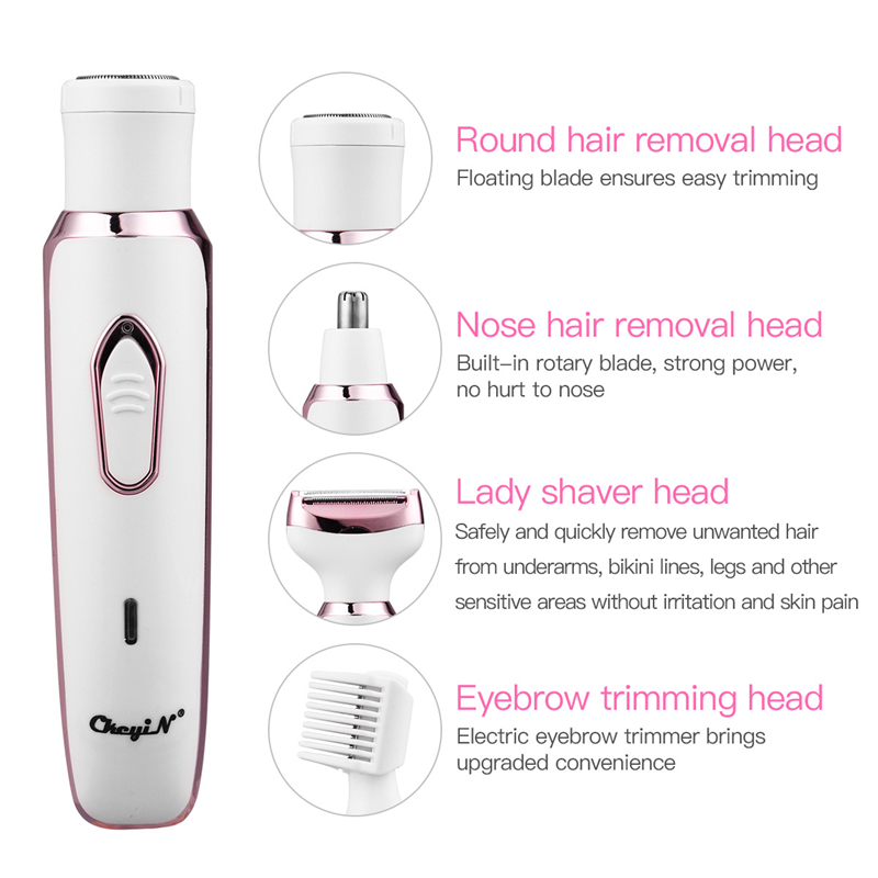 4 in 1 Electric Women Epilator Bikini Body Armpit Electric USB Rechargeable Hair Removal Trimmer