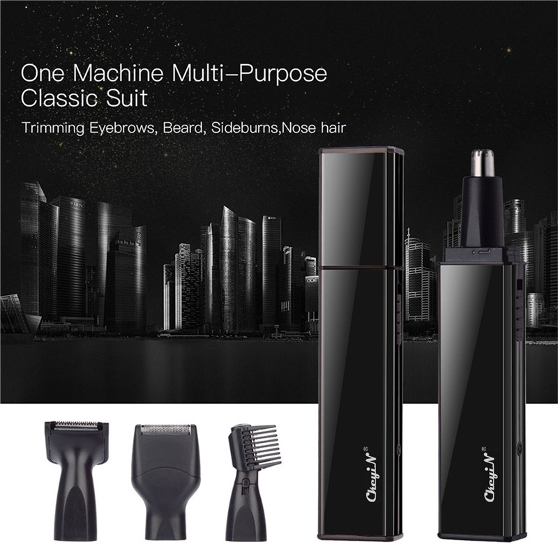 Portable 4 in 1 Rechargable Ear Nose Trimmer Electric Close Shaver Beard Eyebrow Face Trimer