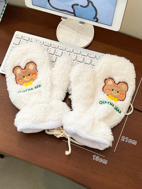 Gloves Women Kids Girl Heart Hanging Neck Lovers Cute Bear sports