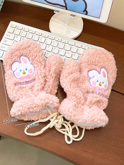 Gloves Women Kids Girl Heart Hanging Neck Lovers Cute Bear sports
