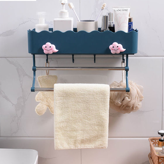Toilet Bathroom Shelf Cabinet Punch Free Suction Wall Bathroom Shelf Towel Bar Shower