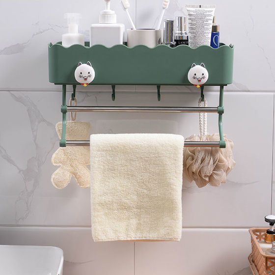 Toilet Bathroom Shelf Cabinet Punch Free Suction Wall Bathroom Shelf Towel Bar Shower