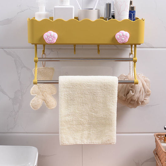 Toilet Bathroom Shelf Cabinet Punch Free Suction Wall Bathroom Shelf Towel Bar Shower